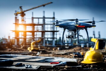 Fototapeta premium Drone Inspection of Construction Site Aerial