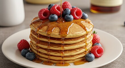 Stack of Pancakes with Syrup - Photo