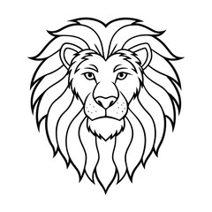 Lion Face Outline Illustration Showcasing Majestic and Bold Details