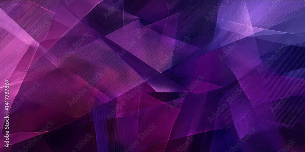 Poster Abstract image featuring overlapping purple and dark-purple geometric shapes creating a textured, dynamic design, showcasing depth and movement, ideal for modern or tech concepts