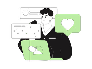 Flat vector illustration of business people operating work scene
