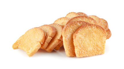 crispy butter and sugar toast isolated on white background with clipping path.
