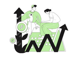 Flat vector illustration of business people operating work scene
