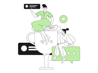 Flat vector illustration of business people operating work scene
