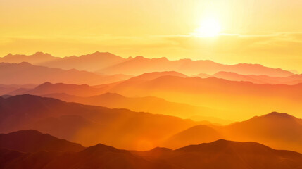 Fototapeta premium Glowing Sunrise Above Mountain Range