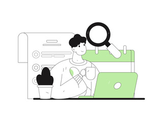 Flat vector illustration of business people operating work scene
