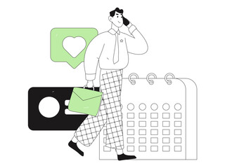 Flat vector illustration of business people operating work scene
