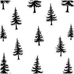 Silhouetted Forest Trees: Repeating Nature Pattern