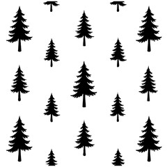 Fototapeta premium Elegant Monochrome Evergreen Trees Silhouettes Design