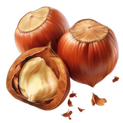 Three nuts are shown, one of which is open