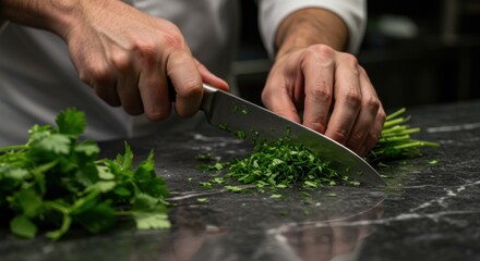 Chef Chopping Herbs - Photo