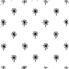 Hand-Drawn Floral Pattern with Stylized Daisies