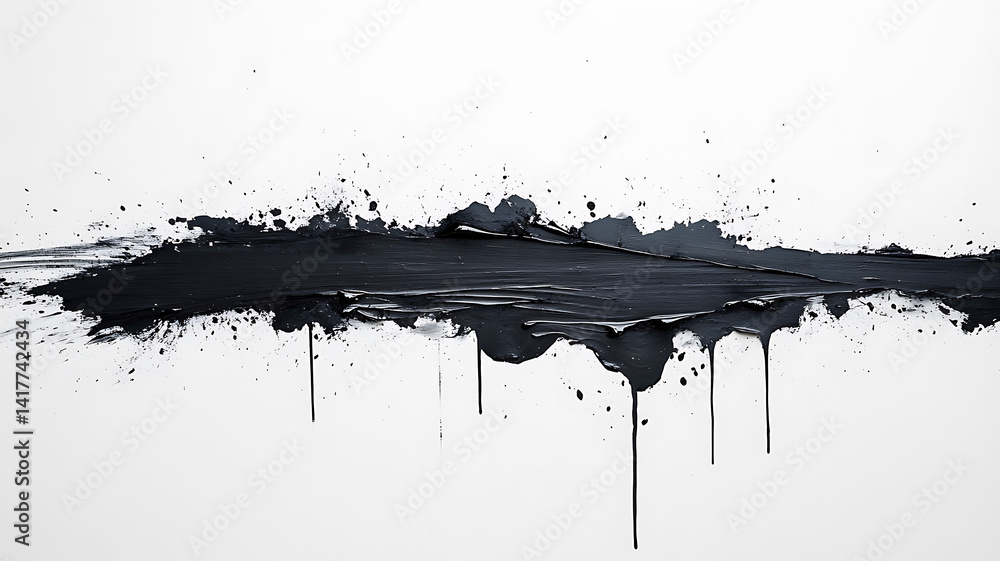Poster black paint stroke on white isolated background minimalist design element artistic expression and mo