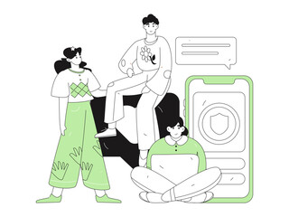 Flat vector illustration of business people operating work scene
