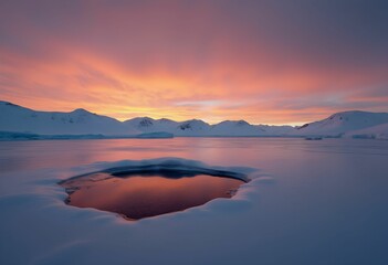 Serene Winter Scene With Mountain Silhouettes