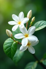 Obraz premium Close-up of beautiful jasmine blossoms without shadow, gardenia, nature