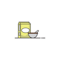 cereal food snack box and bowl of cereal. icon. vector illustration