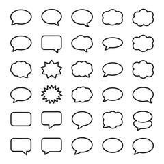 Fototapeta premium A vector set features various cartoon speech bubbles, including talk clouds and comic dialog balloons for chat and thought illustration