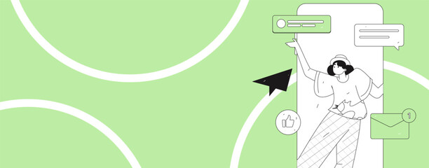 Flat vector illustration of business people operating work scene
