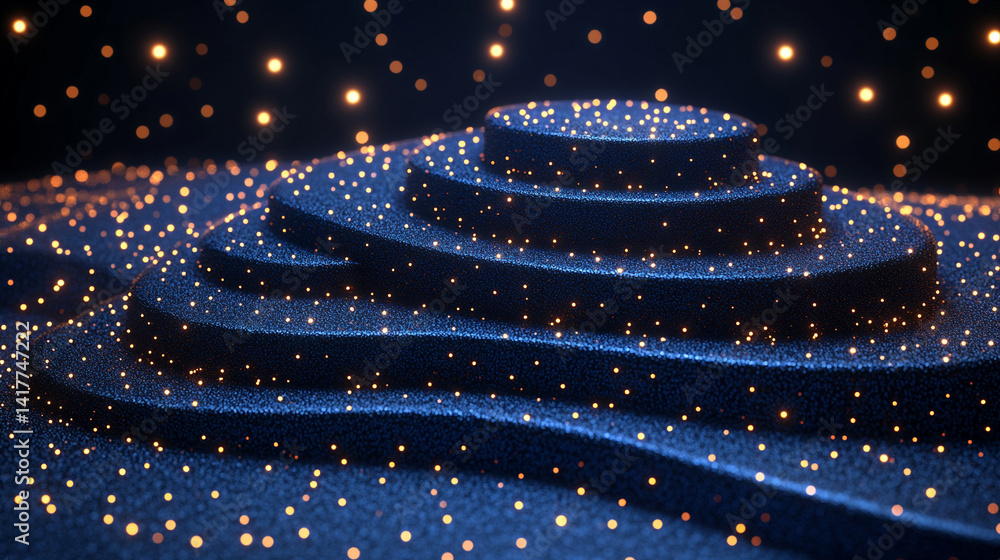 Poster flowing red and blue light trails converge in the distance symbolizing speed data motion and digital