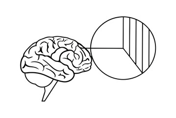 Human Brain With Pie Chart Representing Data Analysis And Cognitive Function