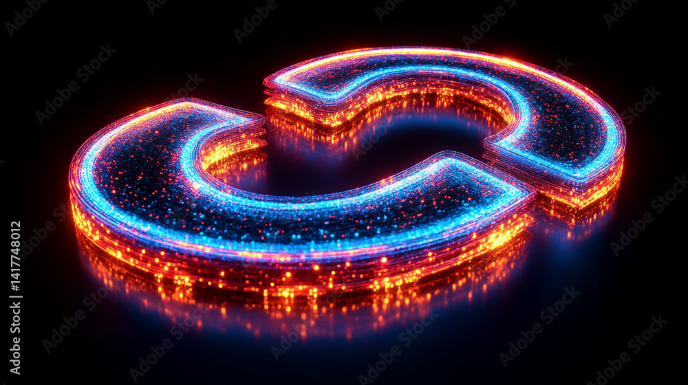 Poster flowing red and blue light trails converge in the distance symbolizing speed data motion and digital