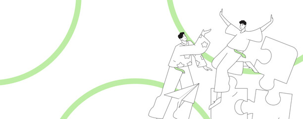 Flat vector illustration of business people operating work scene
