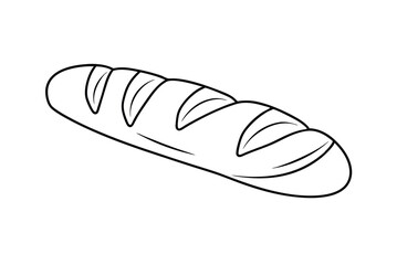 Simple Line Art Illustration Of A Loaf Of Bread Isolated On White
