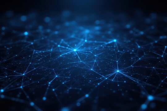 Dynamic Digital Network Visualization Virtual Space Abstract Art High-Tech Environment Aerial View Modern Concept