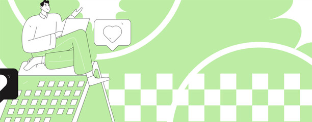 Flat vector illustration of business people operating work scene
