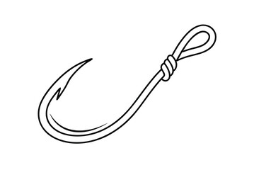 Isolated Fishing Hook Line Art Illustration On A White Background