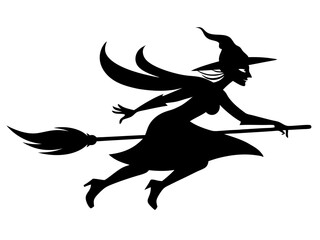 Flying Witch Silhouette Vector | Halloween Witch SVG for Cricut