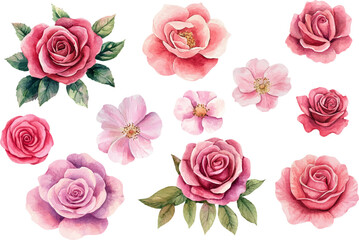 watercolor pink roses