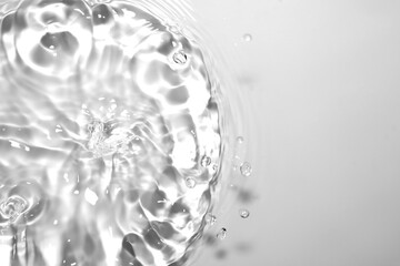 Clear Water Splash with Ripple Effect on White Background
