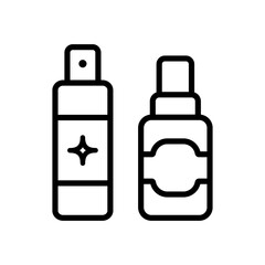 Hair care cosmetics icon. Vector sign of woman beauty salon. Dry shampoo, conditioner, hair mask line sign. Woman health hair care symbol. Outline simple sign for web design isolated on white backgrou