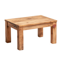Rustic Wooden Coffee Table Isolated on Transparent Background