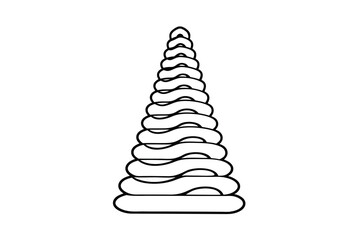 Stacking Rings Tower Toy Isolated On White Background Outline Style Vector Illustration