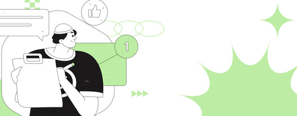 Flat vector illustration of business people operating work scene
