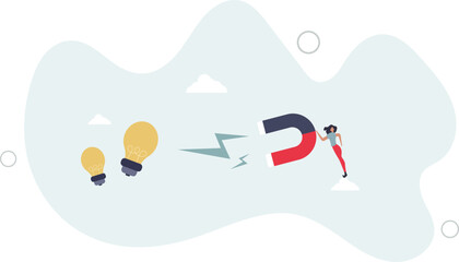 Imagination to create new ideas, creativity or innovation for new business concept.flat character life .