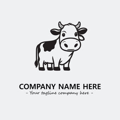 Cow illustration black and white for logo company vector image
