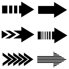 Arrow set silhouette vector icon,simple minimalist design concept,isolated on white background,modern arrow icon