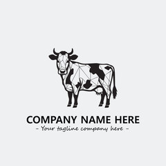 Cow illustration black and white for logo company vector image
