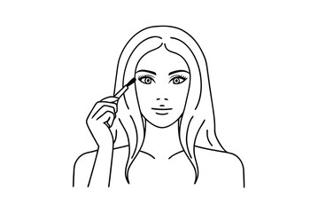 Woman Applying Eyeliner Beauty Routine Skincare Makeup Cosmetic Procedure Illustration