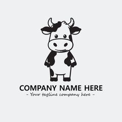Cow illustration black and white for logo company vector image
