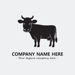 Cow illustration black and white for logo company vector image
