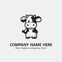 Cow illustration black and white for logo company vector image
