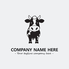 Cow illustration black and white for logo company vector image
