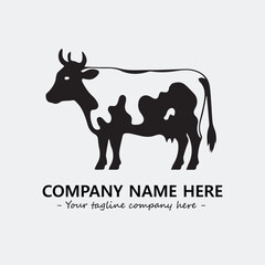Cow illustration black and white for logo company vector image
