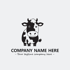 Cow illustration black and white for logo company vector image
