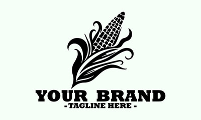 Detailed black and white line art illustration of a fresh of sweet corn. Corn food concept, corn logo design and draw black and white corn illustration, vintage corn illustration